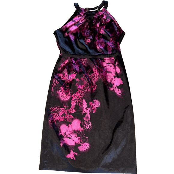 T Tahari Black Pink Paisley Floral Lace Print Sheath Dress Size 8 Sleeveless - Picture 1 of 5